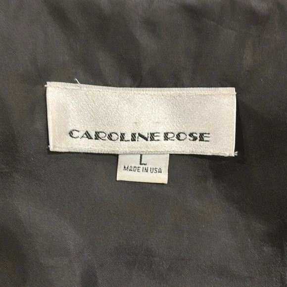 CAROLINE ROSE RED BLACK  & METALLIC PEWTER LARGE BOLD FLORAL OVERSIZED JACKET L - Picture 6 of 8